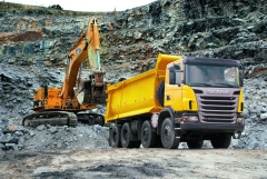 Stavební vozy Scania lze nalézt na stavebních dílech po celém světě.