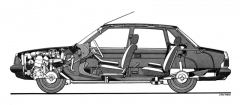 Podélný řez sedanem Talbot Simca Solara (1980)