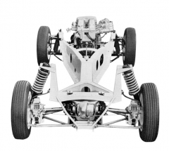 Páteřový rám s nosníkem lichoběžníkového průřezu, vpředu rozvidlený, pro sportovní roadster Lotus Elan (1962 – 1973; celkem 12 224 vozů)
