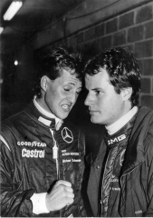 Michael Schumacher a Fritz Kreutzpointer jako členové juniorského týmu Mercedes-Benz (24 h Le Mans 1991)