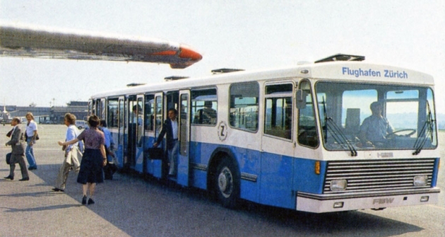 Speciální autobus FBW pro letiště v Curychu