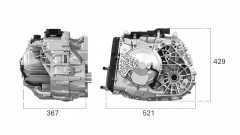 Vnější zástavbové rozměry ZF 9HP 48, prvního devítistupňového automatu, který se vyrábí v Jižní Karolíně