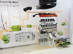 Uspořádání pohonné jednotky F150 HY-KERS; zeleně jsou vyznačeny elektrické skupiny (viz vysvětlení v textu dole)
