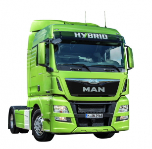Elektromotor v MAN TGX Hybrid je určen pouze k asistenci vznětovému motoru,  který zůstává primárním zdrojem  pohonu silničního tahače. 