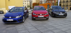 Nové varianty Golfu Variant; zleva Golf R, Alltrack a GTD