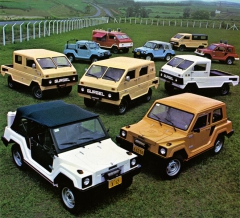 Výrobní program Gurgel v roce 1978 (automobily typů X-12 a G-15 v různých verzích; exportní nabídka pro 40 zemí!)