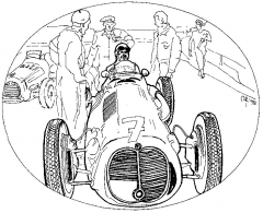 Trojnásobný vítěz Masarykova okruhu z let 1931, 1932 a 1933 opět v Brně. Tentokrát v roce 1949 s vozem Maserati 4 CLT 1,5 l kompresor.
