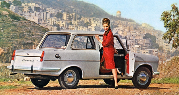 Sabra (Autocars) Carmel 12, v roce 1965 představený izraelský vůz s motorem Ford 115E (1198 cm3) a laminátovou karoserií