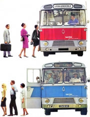 Přídě autobusů Berliet Grand Raid a Randonnée na titulní straně prospektu (1964)