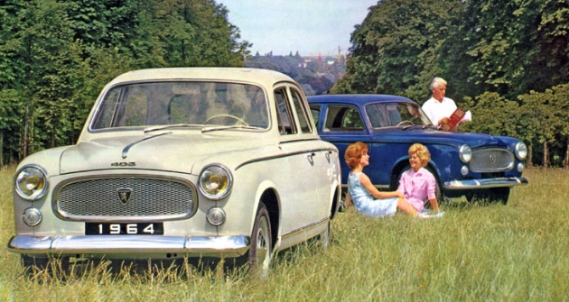 Peugeot 403 se vyráběl až do šedesátých let  (na snímku modely 1964)