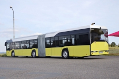 V tříčtvrtečním pohledu nejlépe vynikne neotřelý design New Solaris, který bude do budoucna k dispozici pro všechny řady autobusů značky