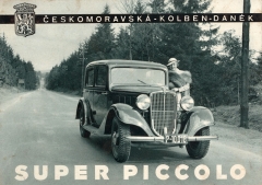 Prospekt vozu Praga Super Piccolo, vydaný na jaře 1934 k autosalonu