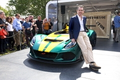 Jean-Marc Gales, nový ředitel Lotus Group od roku 2014, při uvedení nového roadsteru Lotus 3-Eleven na Festivalu rychlosti 2015 v Goodwoodu