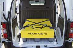 Combo van pro testovací jízdy bylo vždy vybaveno nákladem o hmotnosti 250 kg