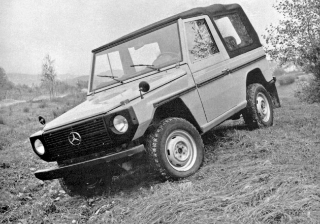 Mercedes-Benz třídy G v krátkém provedení při zkouškách v roce 1975