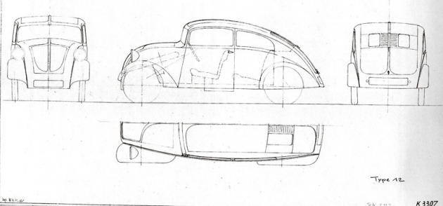 Ve tvarovém řešení vozu Typ 12 z roku 1931 lze spatřit již základní linie a tahy, které se staly v podání vozu Volkswagen Brouk o několik desetiletí později zcela ikonickými.