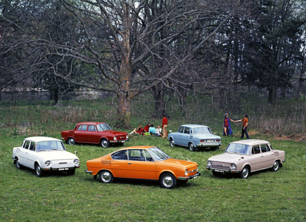 Kompletní rodinka vozů Škoda 100/110 ročníku 1972 včetně kupé Š 110 R