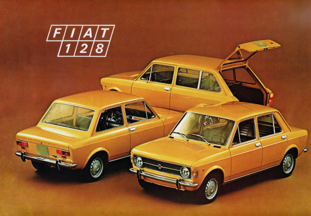 Kompletní rodinka typu 128, uvedená roku 1969 coby dvoudveřový i čtyřdveřový sedan a kombi Familiare