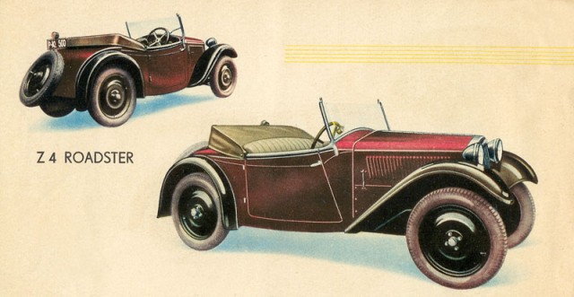 Dvoumístný roadster Z 4 první série na obrázcích z katalogu (1933)