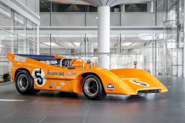 McLaren M8D, závodní vůz CanAm, poslední typ, který Bruce řídil (1970)