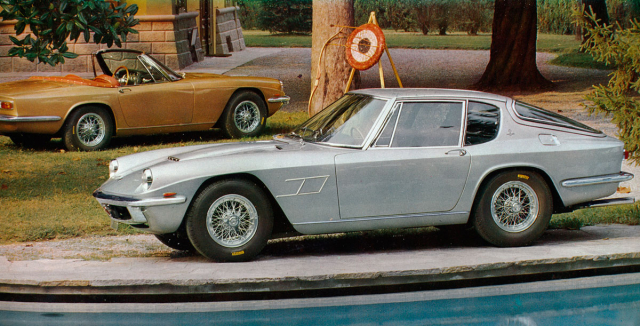 Maserati Mistral Tipo AM109, nástupce Sebringu, kupé a kabriolet s větším motorem 3,7 nebo 4,0 litru (955 vozů v letech 1963 – 1969)