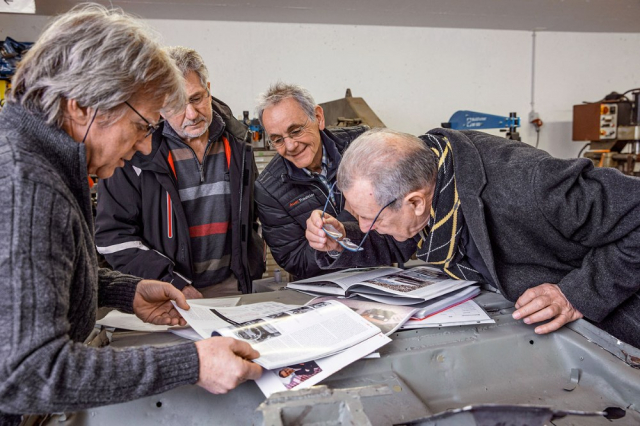 Odborníci společnosti Quattro: restaurátor Bachmann a bývalí závodní jezdci Audi Franz, Demuth a Treser (zleva)