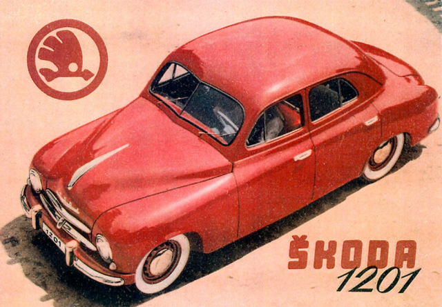 Před koncem kariéry: osobní Škoda 1201 na obrázku z prospektu z roku 1958
