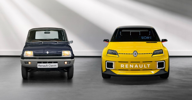 Renault 5: vlevo jubilující originál, vpravo stejnojmenný koncept pro rok 2024