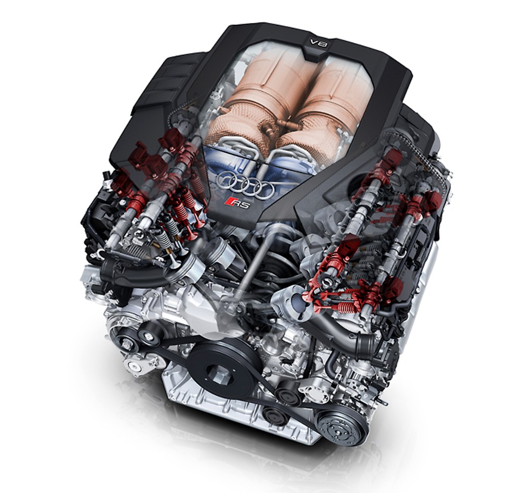 Zvětšená turbodmychadla umístěná mezi řadami válců dodají motoru více kyslíku, a tím i větší výkon
