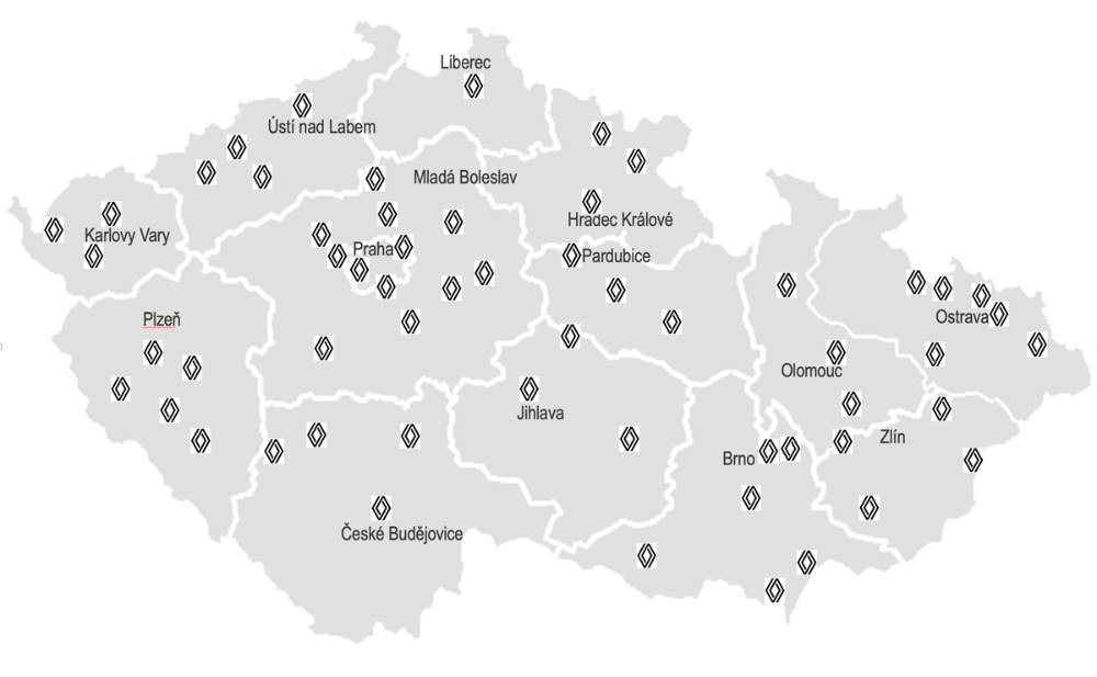 Mapa dealerské sítě Mapa dealerské sítě